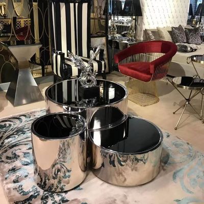 주문 현대 스테인레스 강 전기도금된 커피 탁상 수상기 라운드 금속 작은 테이블 online manufacture