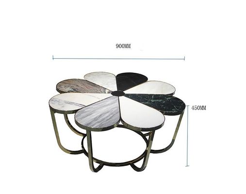 주문 노르딕 경기 꽃 모양 호텔 로비 가구 금속 여가가 있는 대리석 재질 티 테이블 online manufacture