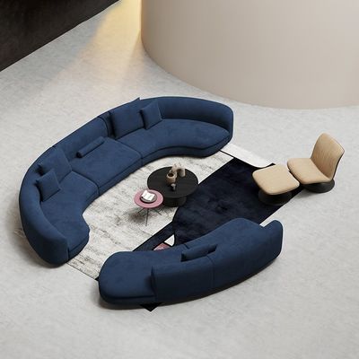 주문 푸른 구부러진 단면별 소파 구성 U자 형상 로비 수신 세트 가구 online manufacture