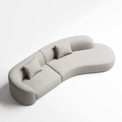 주문 라이스 화이트 호텔 로비 구부러진 소파 현대 인테리어 테디 직물 소파 online manufacture