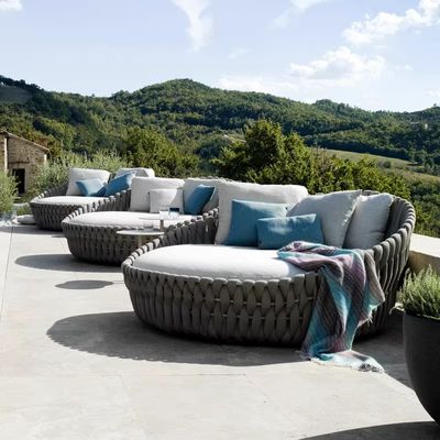 좋은 가격 럭셔리 호텔 야외 라탄 둥근 침대 알프레스코 휴게대 소파 온라인