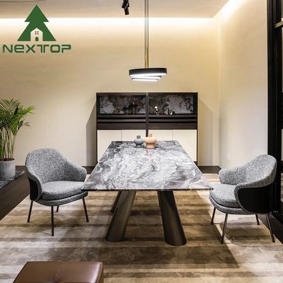 NEXTTOP 스테인리스 스틸 대리석 위 식탁 세트 예술 기본 직사각형