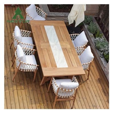 내구성 간단한 patio 가구 정원 테이블과 의자 티크 야외 식사 세트