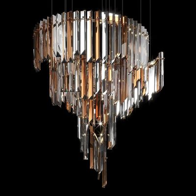 Warm 3000K Chandelier In Copper With Clear Glass For Hotel Interior Furniture